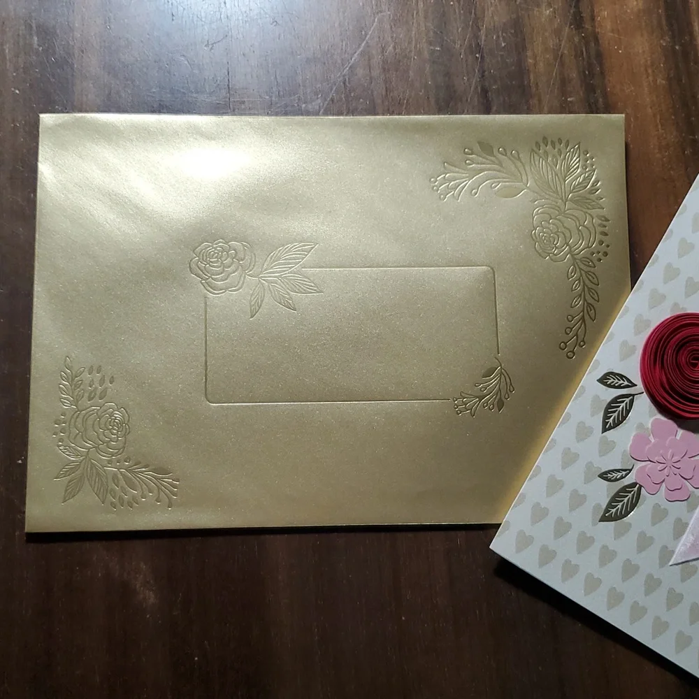 Valentine's Day Oversized Greeting Card for Woman Partner Rose Gold Fancy Ornate